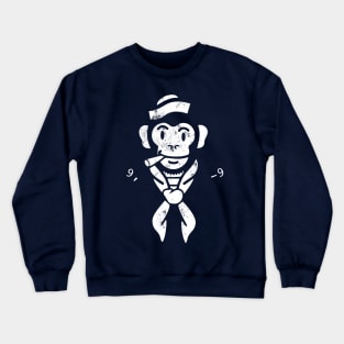 Sailor Monkey - White Faded Crewneck Sweatshirt